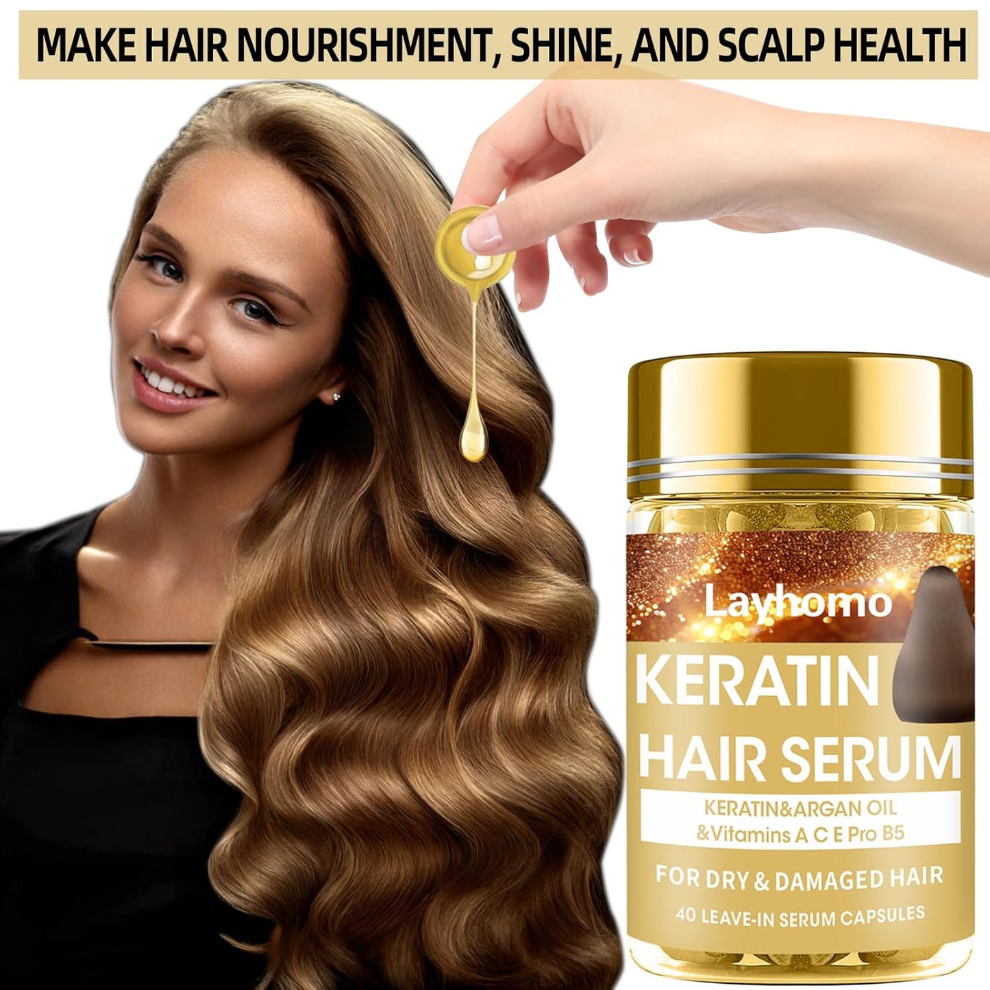 Skiennix Keratin Hair Treatment Serum | Nourishing Anti-Frizz Oil Capsules | Leave-In Conditioner for All Hair Types