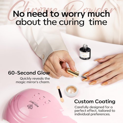 modelones Gel Top Coat for Chrome Nail Powder, Clear Mirror Gloss Metallic Finish No Wipe Gel Polish Long Lasting Soak Off Nail Lamp High Shiny for Home Salon DIY Professional Manicure Nail Art Gift
