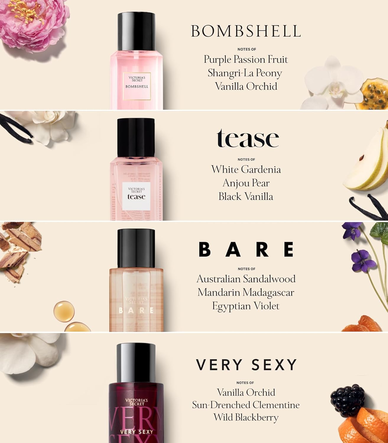 Victoria's Secret Mini Fragrance Mist Gift Set - 4 Assorted Scents for a Luxurious Experience