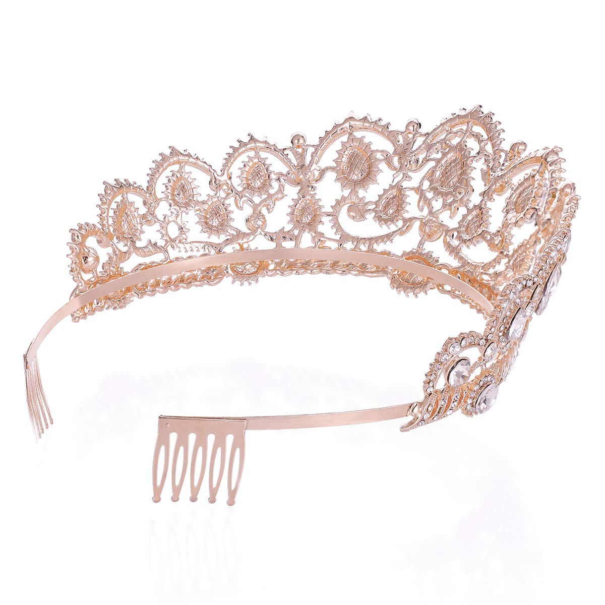 SNOWH Wedding Tiaras and Crowns - Rhinestone Bridal Crown Princess Tiara - Jewelry Headpieces with Comb for Women and Girls, Rose Gold