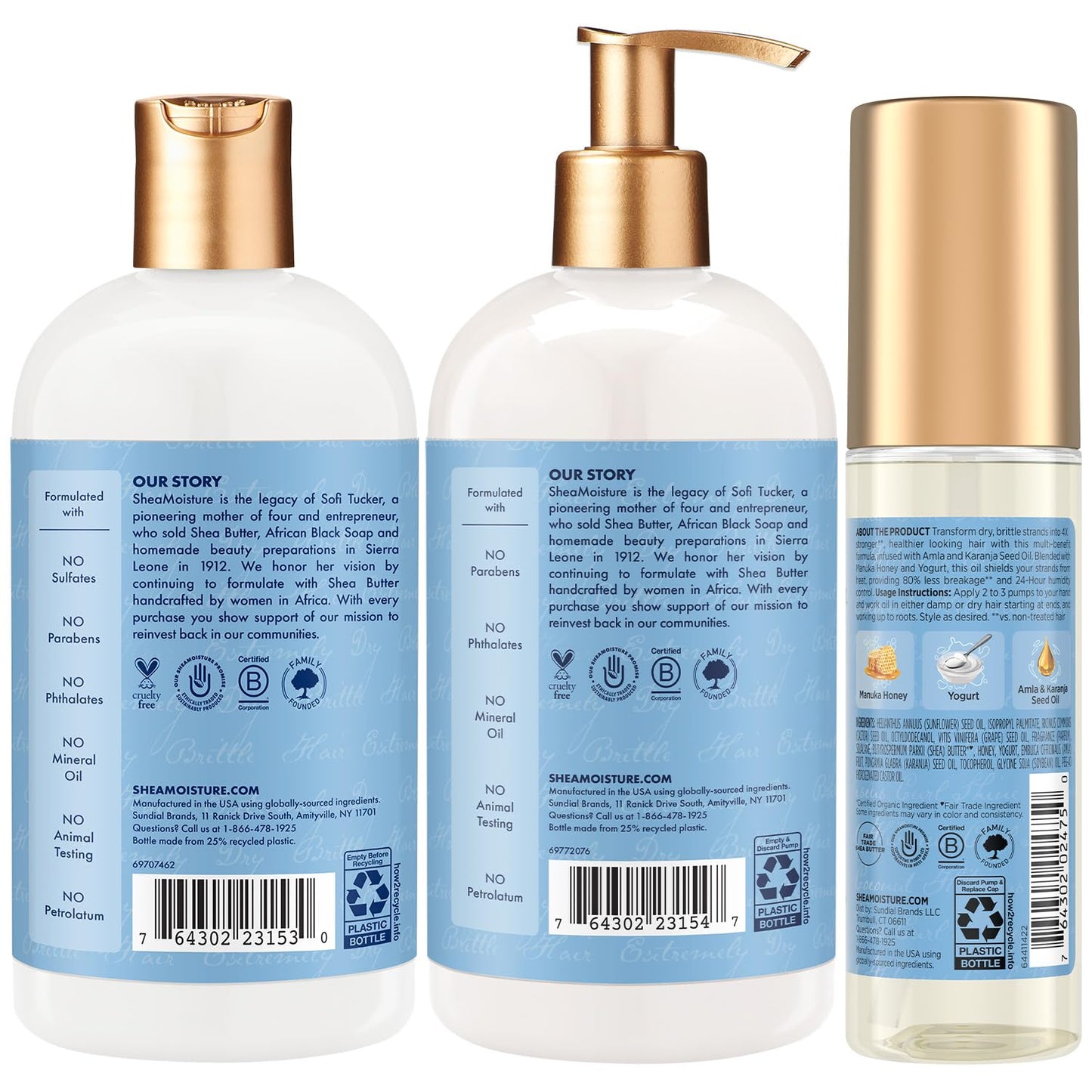 SheaMoisture Manuka Honey & Yogurt Shampoo and Conditioner Set | Hydrate, Repair & Strengthen Hair
