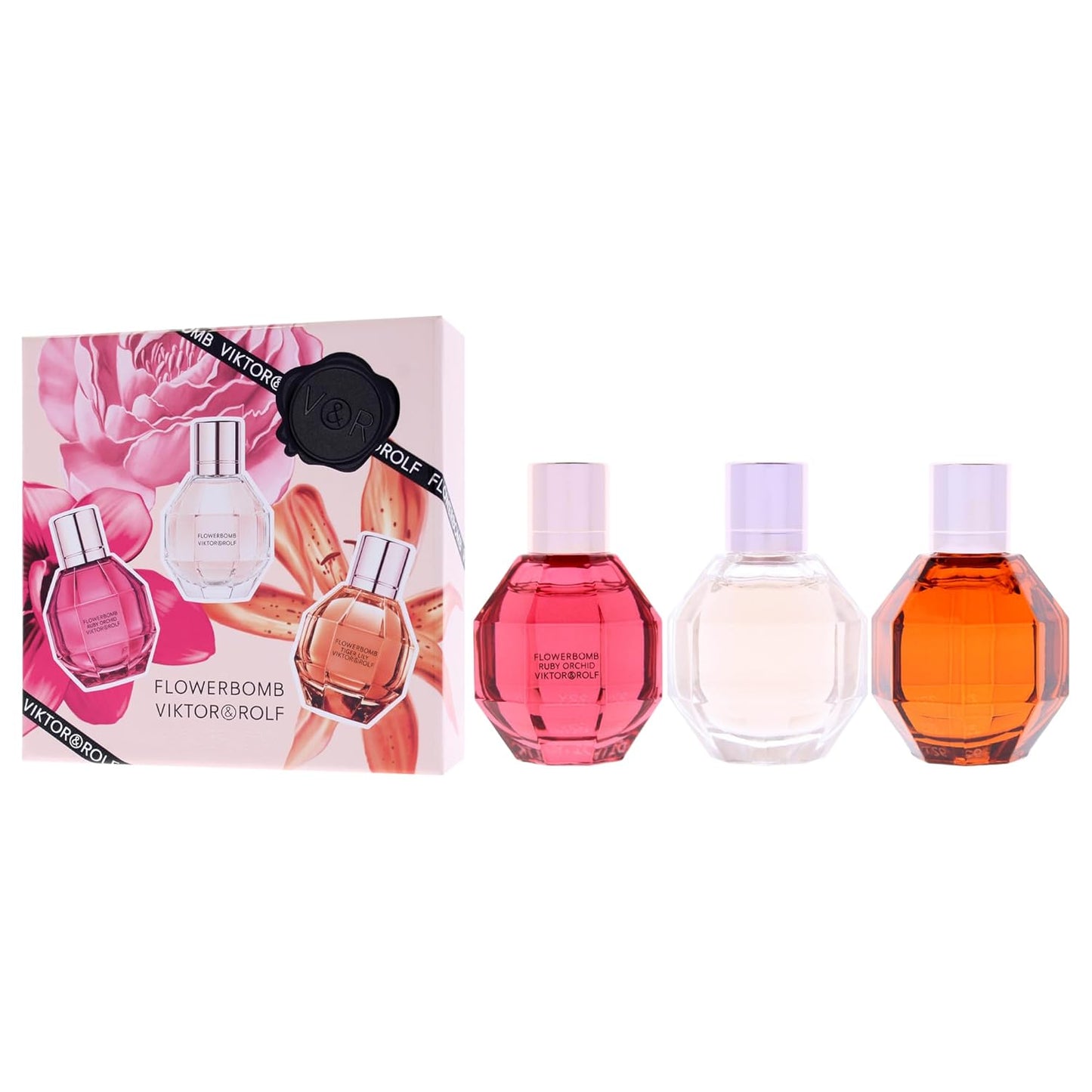 Viktor & Rolf Flowerbomb Trio Set - 3 Pc Mini Gift Set with Ruby Orchid & Tiger Lily, 0.24 oz EDP