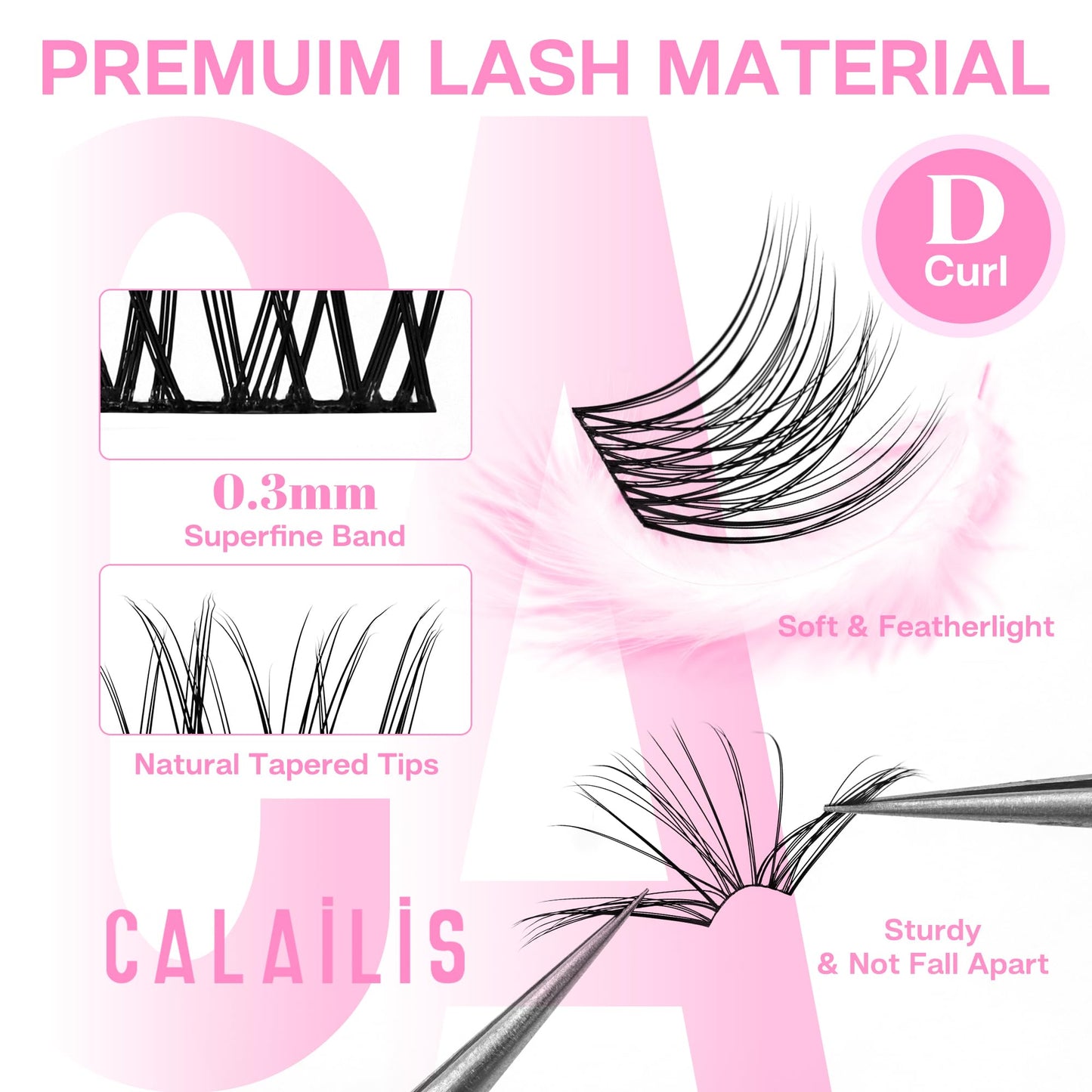 CALAILIS Lash Extension Kit for Travel, Eyelash Extension Kit with 88Pcs D Curl Lash Clusters, Lash Bond and Seal, Lash Remover and Lash Applicator Portable Lash Clusters Kit DIY at Anywhere (HD15Kit)