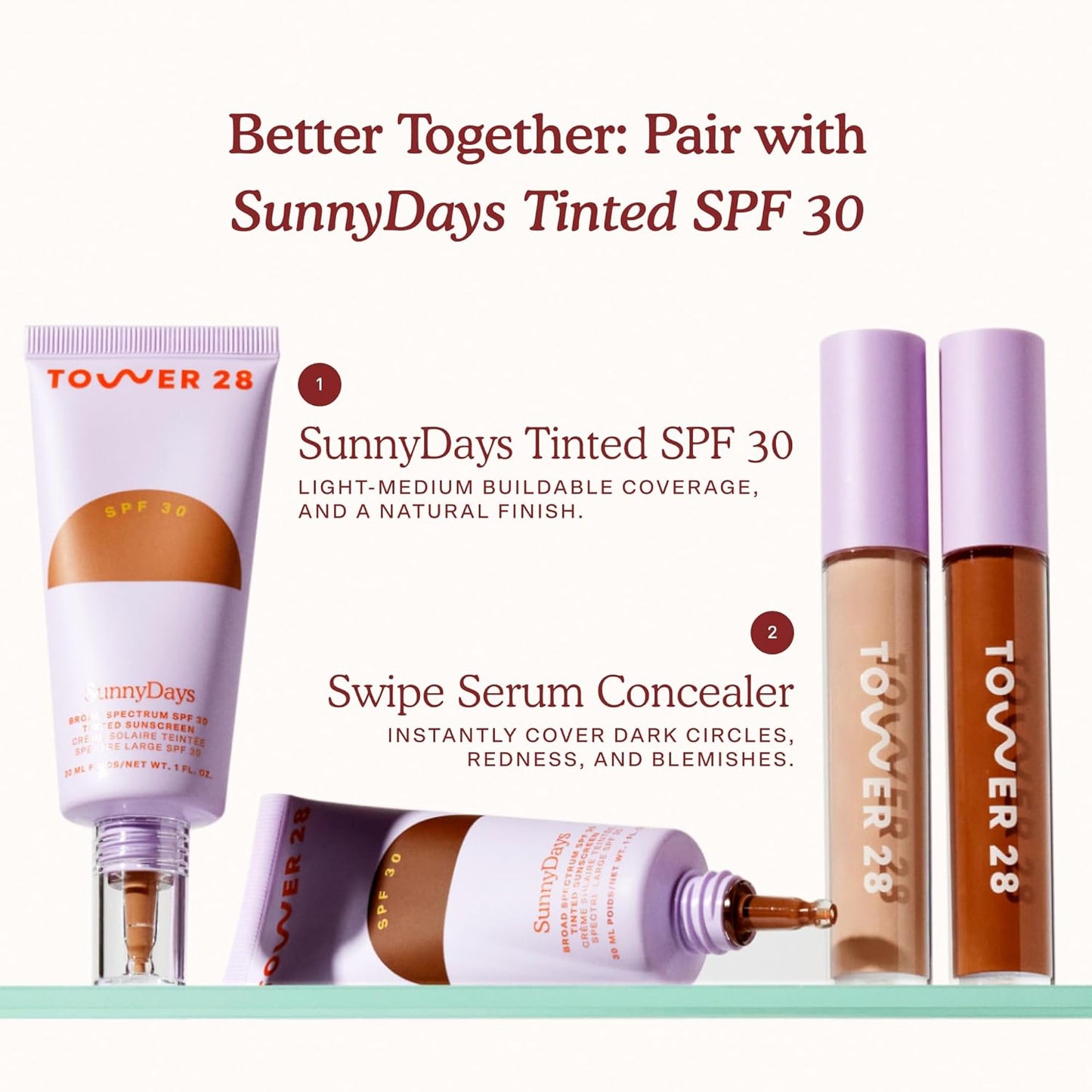 Tower 28 Swipe Serum Concealer - Hydrating Medium-Full Coverage + Under Eye Brightener - 11 Tan/Medium Warm (0.22 oz)