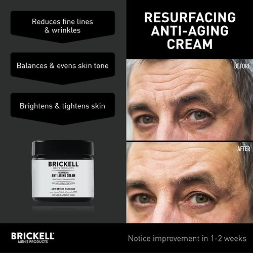 Brickell Men's Products Resurfacing Anti-Aging Face Cream - Natural Vitamin C Moisturizer, 2 Oz, Unscented