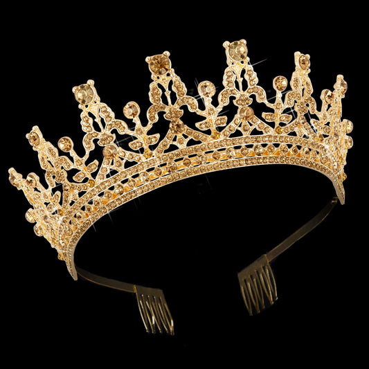 COCIDE Gold Tiara for Women Crystal Crown for Women Rhinestones Queen Hair Accessories for Bride Wedding Birthday Party Bridesmaids Bridal Prom Halloween Costume Cosplay Christmas Gift…