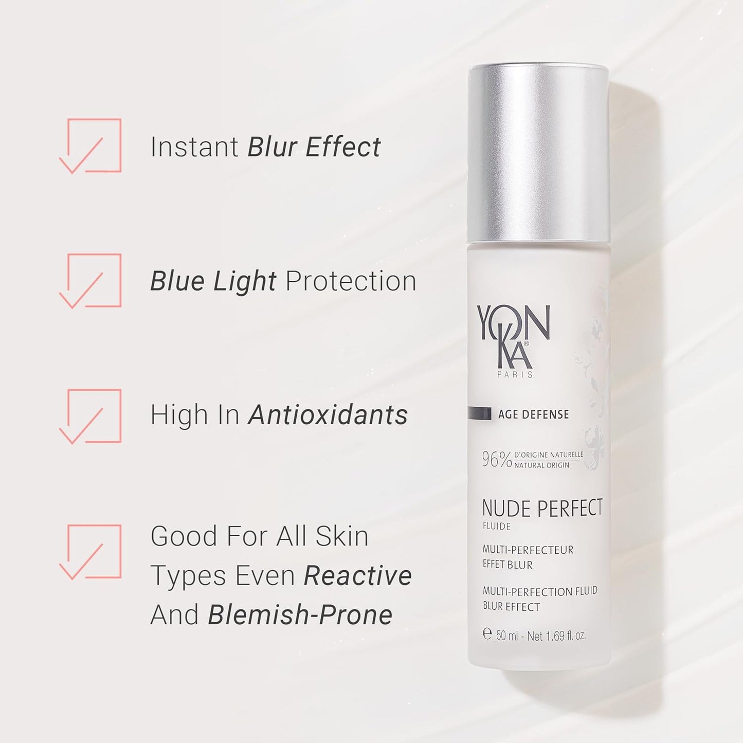Yonka Nude Perfect Face Primer - Pore Minimizer & Complexion Corrector | Blue Light Protection | 1.69 fl oz
