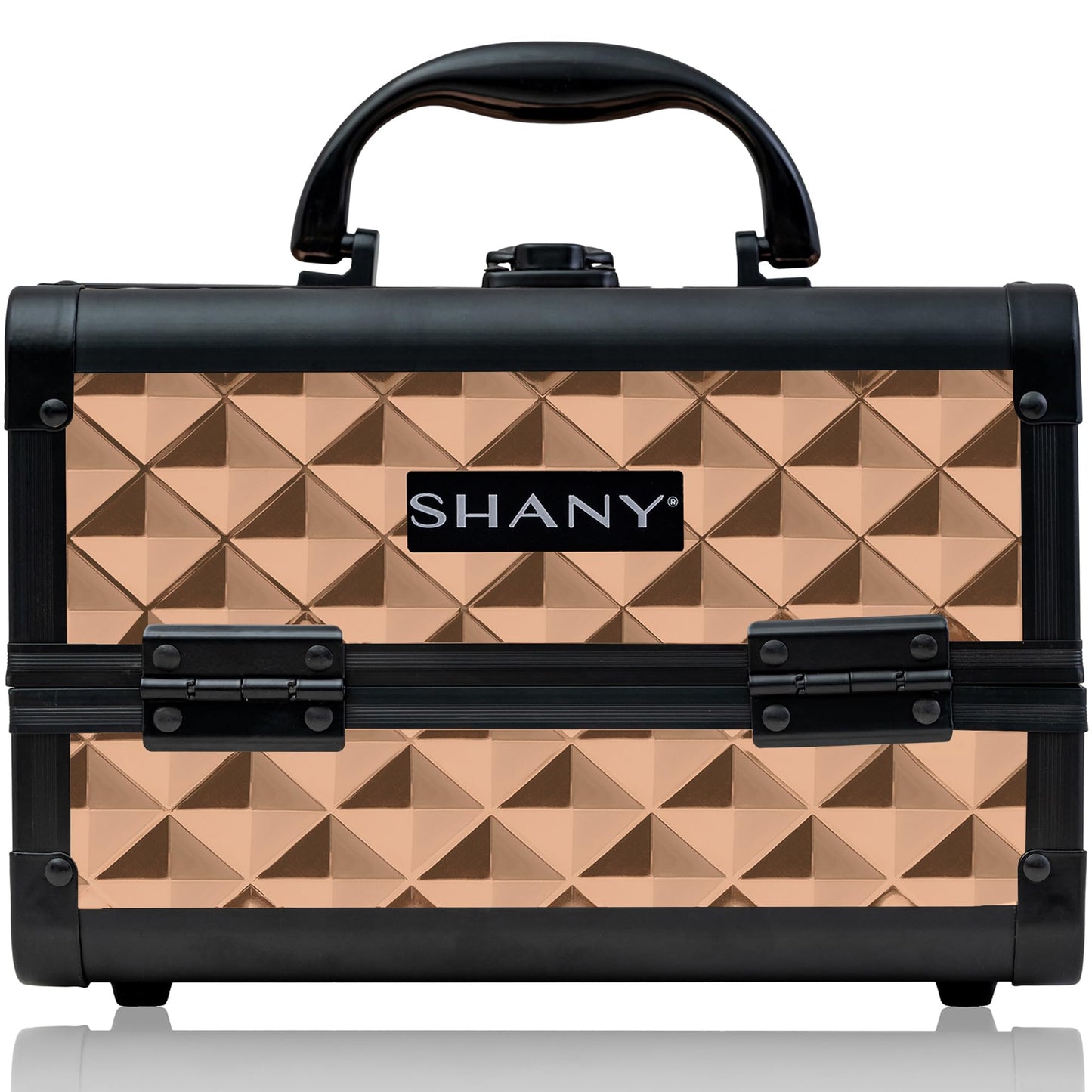 SHANY Chic Makeup Train Case Cosmetic Box Portable Makeup Case Cosmetics Beauty Organizer Jewelry storage with Locks, Multi trays Makeup Storage Box with Makeup Mirror - ROSA
