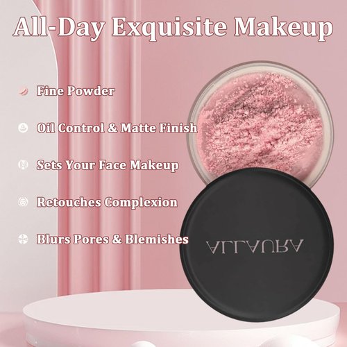 Allura Beauty Blurring Powder, Blurring Setting Powder By Allura, Allura Beauty Pink Setting Powder, Allura Blurring Setting Powder, Blurring Powder Pink for All Skin Tones (pink*2)