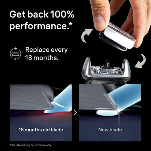 Braun Series 8 83M Electric Shaver Head Replacement Cassette - Silver Finish for Precision Shaving