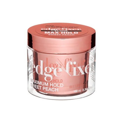 KISS COLORS & CARE Maximum Hold Edge Fixer, Non-Greasy Gel Formula Infused With Biotin B7, 24 Hour Hold, ‘Sweet Peach’ Scented, 3.38 Fl. Oz. (100 ml)