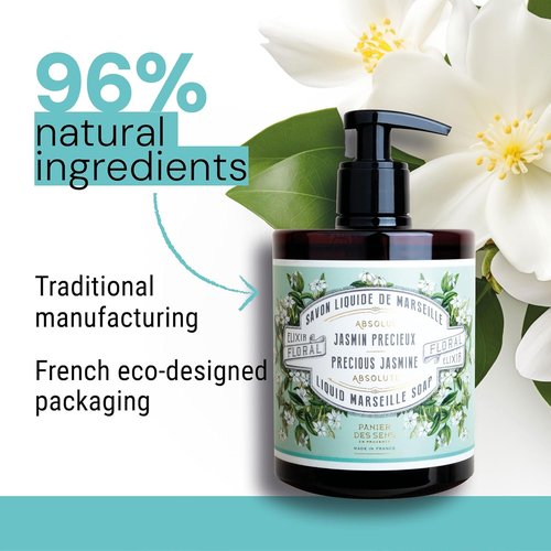 Panier des Sens - Precious Jasmine Hand Soap - Moisturizing Liquid Formula - 16.9 Fl Oz Refillable Bottle