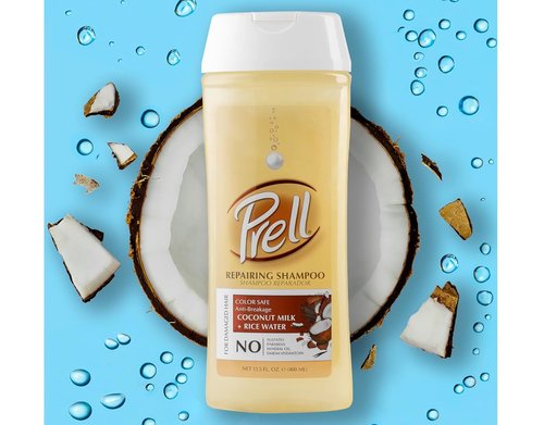 Prell Coconut Milk + Rice Water Shampoo - Color Safe Anti-Breakage Repair for Damaged Hair | 13.5 fl. oz (Pack of 2)
