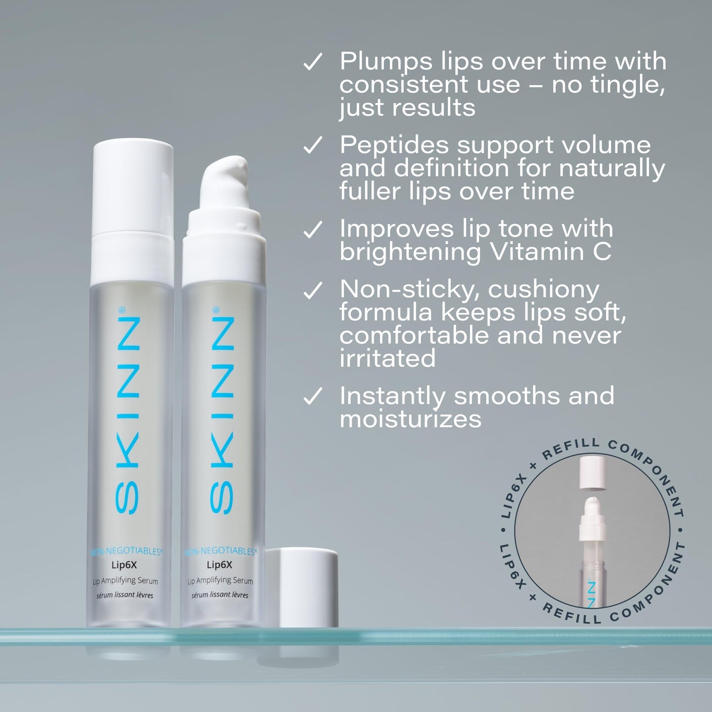 SKINN Lip Amplifying Serum - Deep Moisturizing Serum Plumps, Hydrates & Smooths Lips & Boosts Collagen Production - Lip Care Products for Women