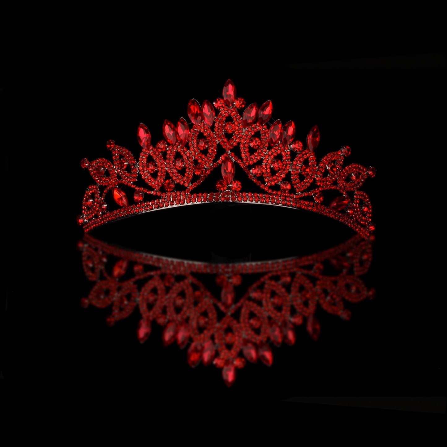 LIMELIA Women's Tiara, Crown for Henna Wedding Party | Glitter Hair Accessories for Bridal Birthday Halloween Costume Christmas Party, Princess Crowns Floral Pattern | Crystal Stone - Red