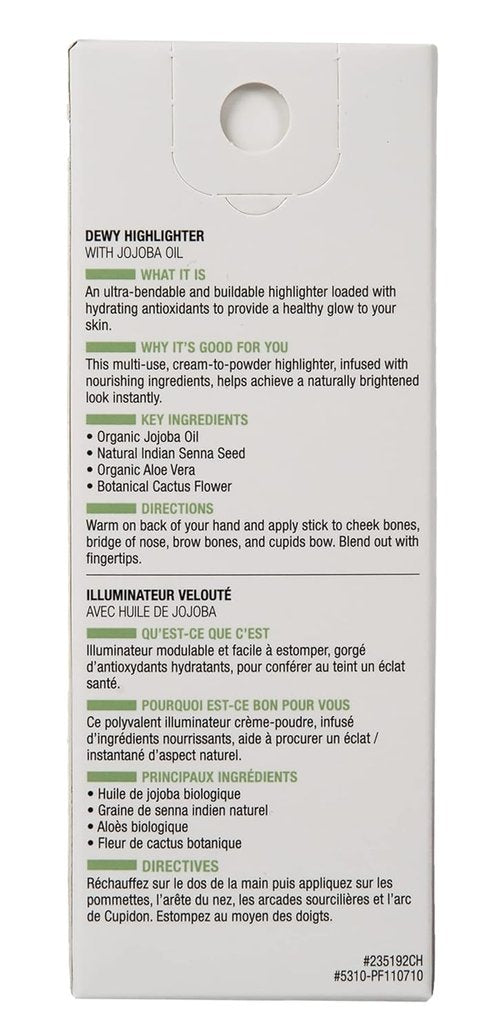 Physicians Formula Organic Wear Dewy Highlighter Stick - All-Natural Cream to Powder Makeup, Dew Frost