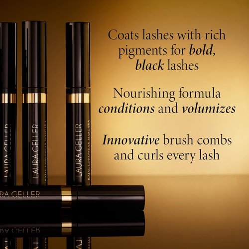 LAURA GELLER Kajal Longwear Mascara - Volumizing & Lengthening Black Mascara | Smudge-Proof, Flake-Proof Formula