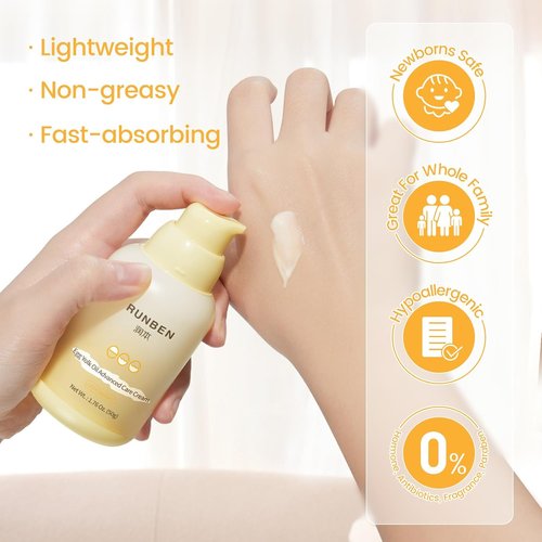 RUNBEN Baby Face Cream - 48H Deep Moisturizing with Egg Yolk Oil | Gentle, Non-Greasy Lotion for Dry Skin, 1.76 oz