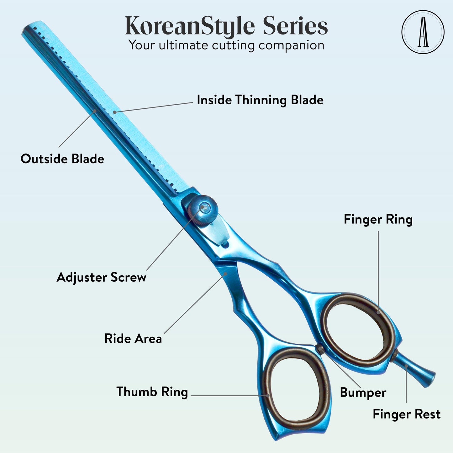 ANDUSTRIAL - Professional Hair Cutting And Thinning Scissors/Shears For Men/Women/Home/Salon - Premium High Carbon Steel Quality - Smooth And Sharp - 6.5 Inch, Blue