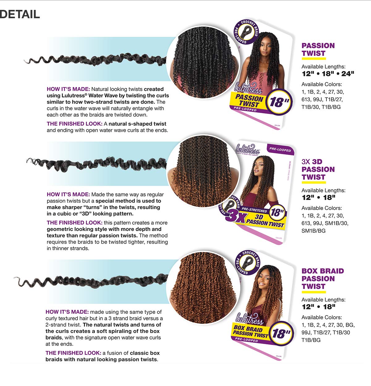 Sensationnel Crochet braids Lulutress 3X Pre-Looped 3D Passion Twist 18" (1-PACK, 1B)