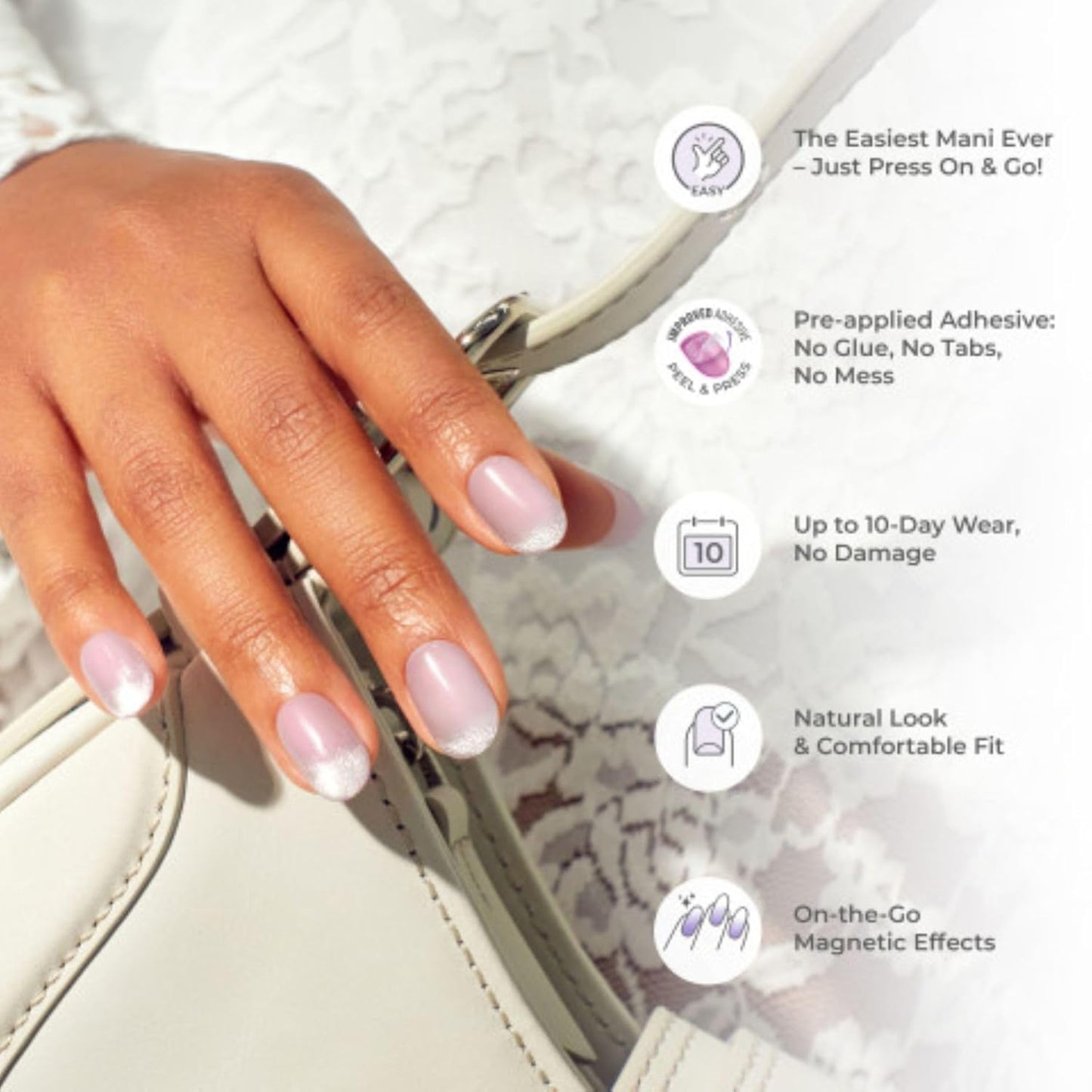 Kiss ColorFX Press On Nails - Adorable Pink Short Oval | Improved Adhesive for Up to 10-Day Hold