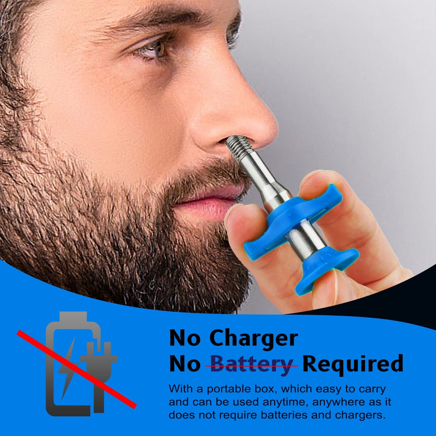 Esznuoky Nose Hair Ear Hair Removal, Upgraded Manual Hair Trimmer for Men&Women, Stainless Steel Hair Remover Waxing Kit(Blue)