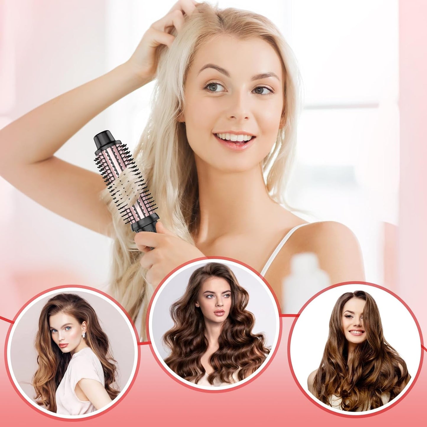 Skiennix Heated Round Brush - Ceramic Ionic Technology for Volumizing & Styling | Travel-Friendly 1.5 Inch Rose Gold