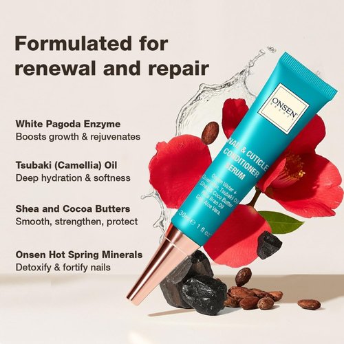 Onsen Nail & Cuticle Cream Treatment - Strengthens Nails & Softens Cuticles with Tsubaki & Jojoba Oil | 30 ml