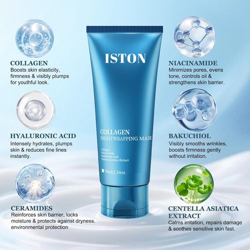 ISTON Collagen Night Wrapping Mask - Boost Elasticity & Hydration for Radiant Skin | Easy Peel-Off Face Mask