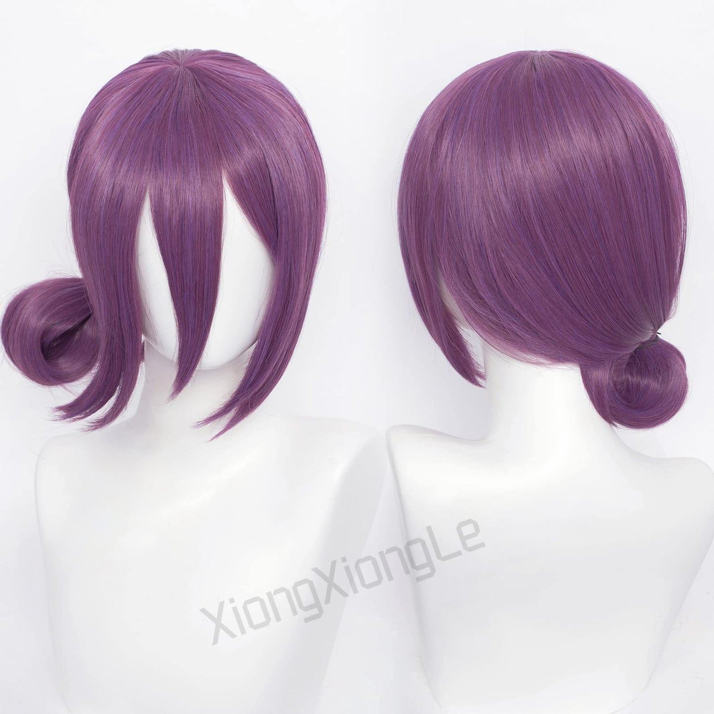 XiongXiongLe Man Reze Purple Ponytail Cosplay Wig Anime Chainsaw Heat Resistant Fiber Synthetic Women's Costume Hair with Cap Wig for Party Halloween(Reze)