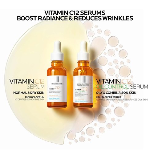 La Roche-Posay Vitamin C Serum - Hydrating Face Serum with Hyaluronic & Salicylic Acid for Radiance | 2 Formulas for Normal/Oily Skin