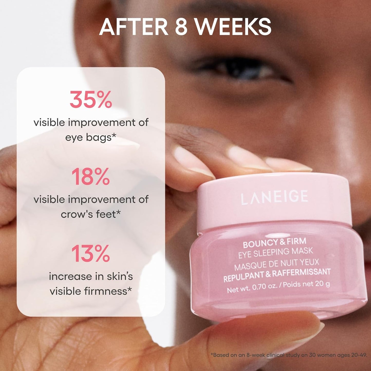 LANEIGE Eye Sleeping Mask - Bouncy & Firm Formula with Peony, Collagen, Ceramide & 5D Hyaluronic Acid