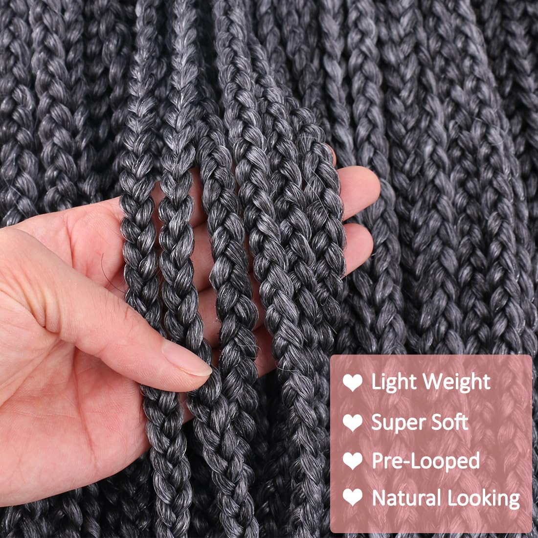 8 Packs Goddess Crochet Braids Pre looped Box Braid Crochet Hair for Black Women 18 Inch Silver Gray 3x Knotless Crochet Box Braids Straight Braiding Hair(Tgrey#)