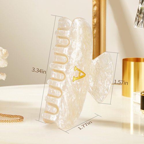 Fycert Gifts for Women Teen Girls - Cute Hair Clips Initial Claw | Birthday Gifts | Bridesmaid Gifts | Preppy Trendy Stuff Personalized Hair Claws Accessories - Gold,A