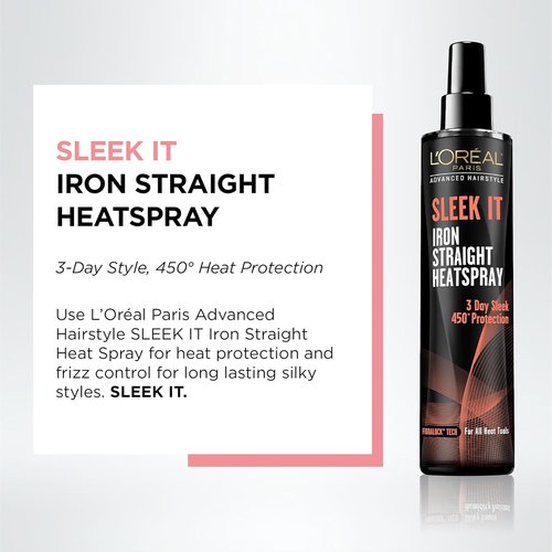 L'Oréal Paris Advanced Hairstyle Sleek It Heat Spray - Smooth & Protect Hair, 5.7 Ounce