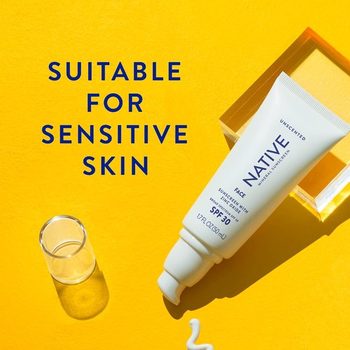 Native Sunscreen SPF 30 - Zinc Oxide Formula for Sensitive Skin | Unscented, Lightweight 5 Ounces