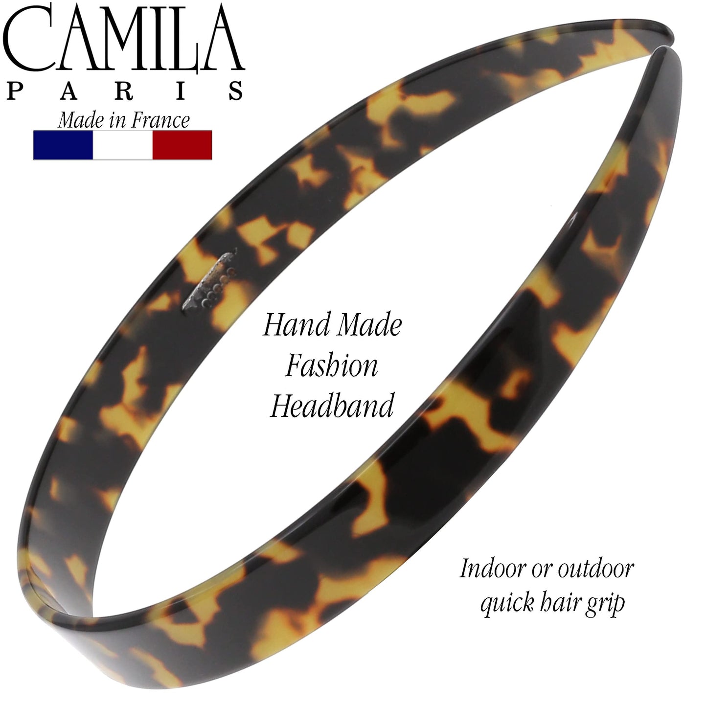 Camila Paris CP3466 French Headband for Women, Handmade Tokyo, Strong Hold Grip Women's Hair Band, Ligth and Very Flexible, No Slip and Durable Styling Girls Hair Accessories, Made in France