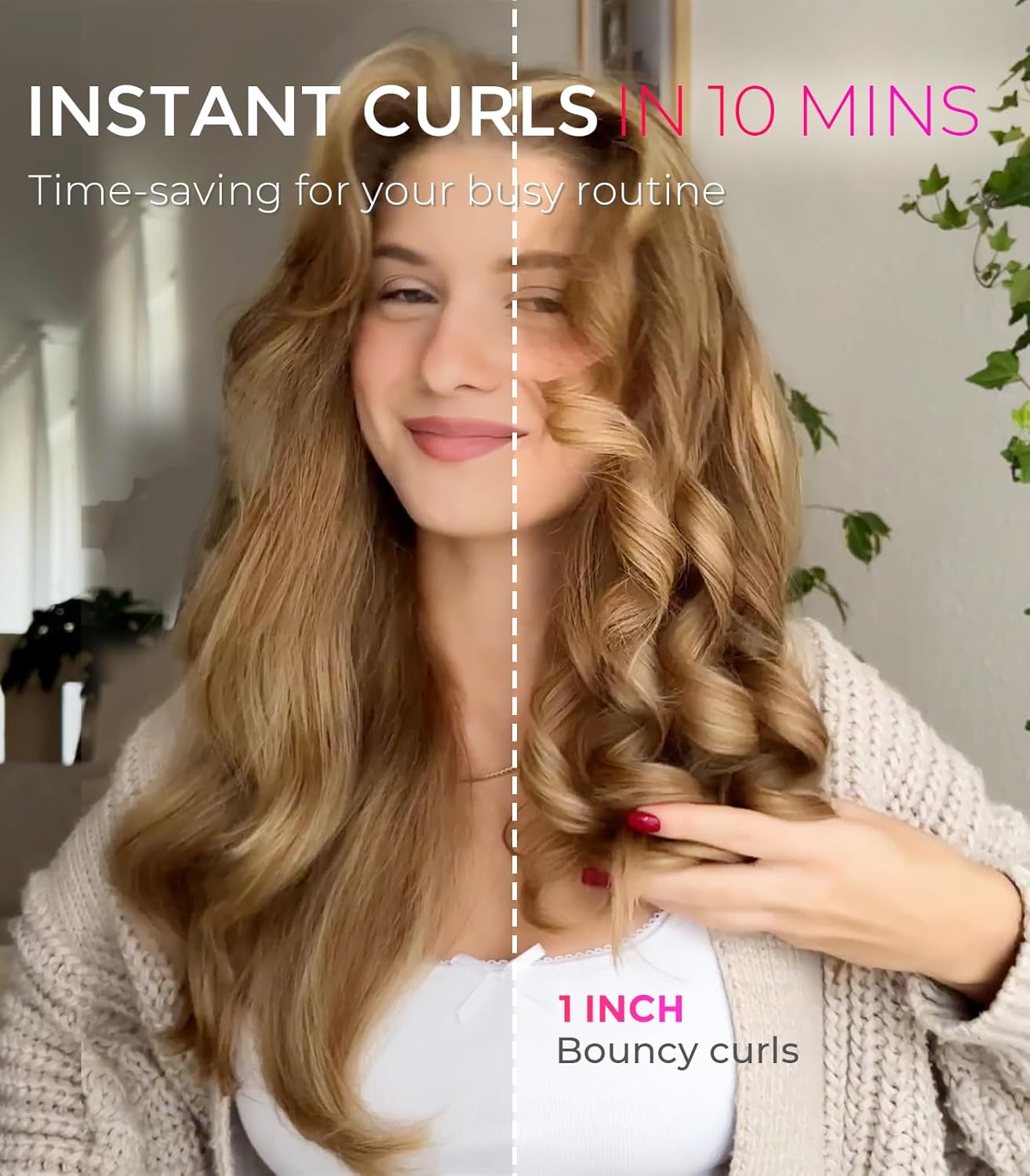 TYMO CURLPRO Automatic Rotating Curling Iron - Portable 1-Inch Beach Waves Curler with Ionic Technology | Lightweight & Dual Voltage, Pink