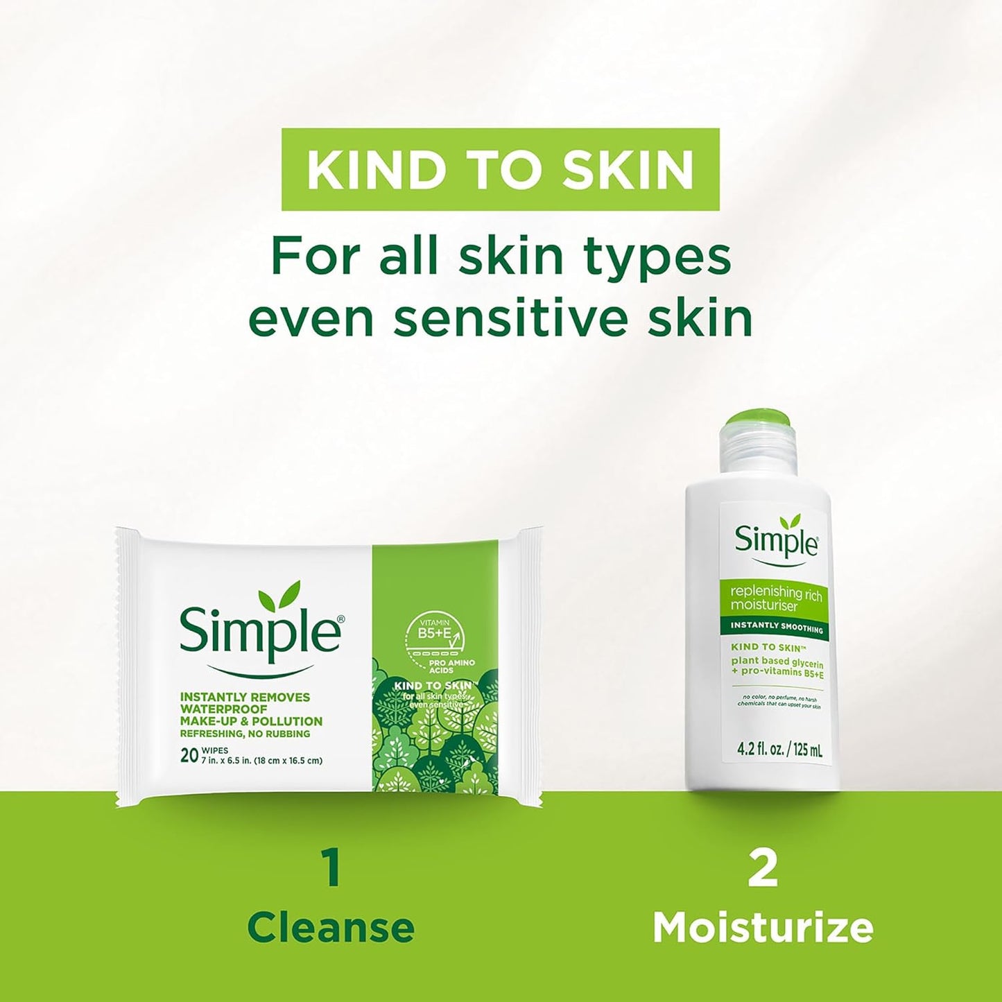Simple Kind To Skin Micellar Makeup Remover Wipes - Instantly Remove Waterproof Makeup - 20 Vegan Wipes