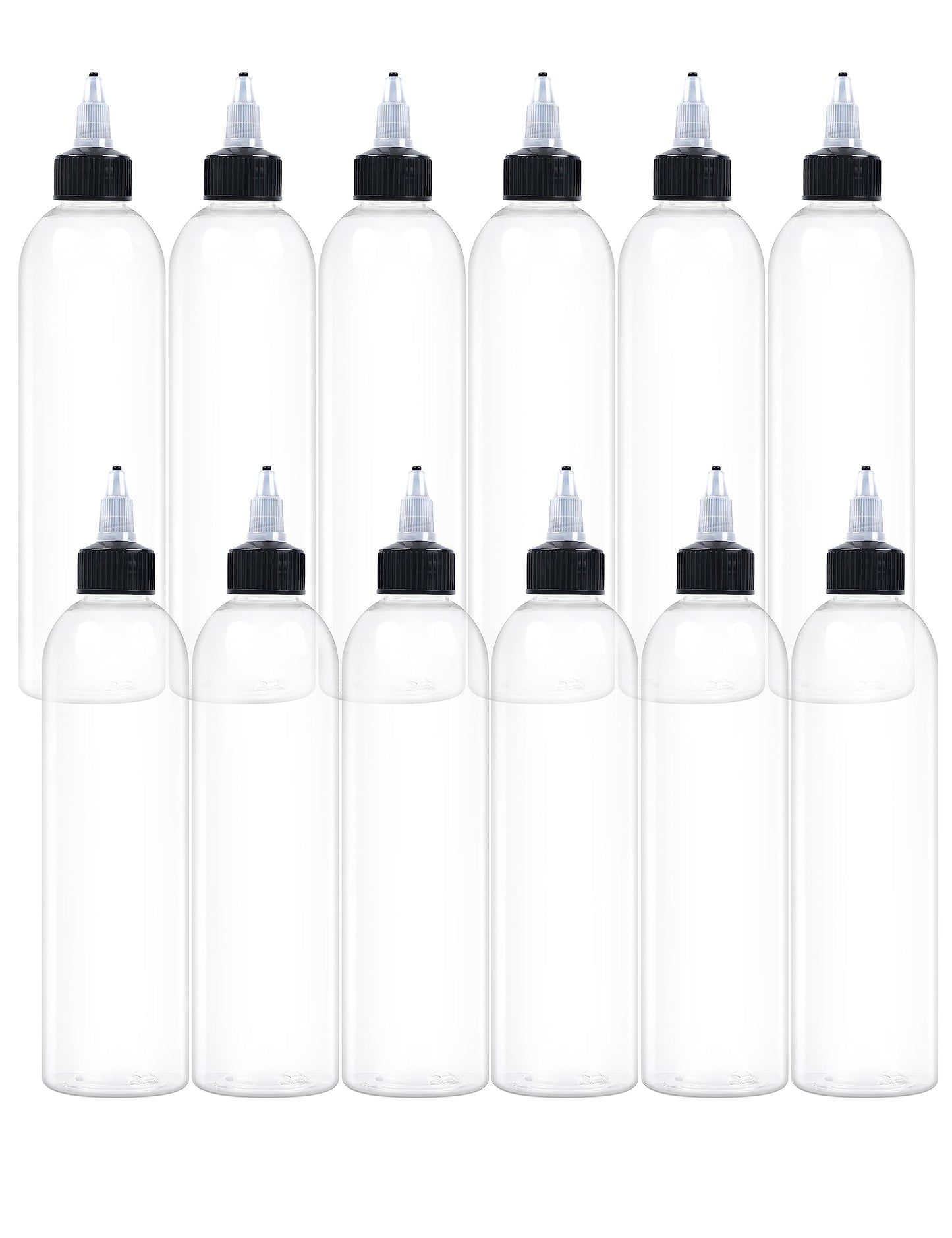 EOSAU 12 Pcs 8oz Plastic Squeeze Bottles with Twist Top Cap, 250ml Clear Dispensing Bottles, Empty Squirt Bottle for Liquids, Sauces, Arts, Crafts, Travel