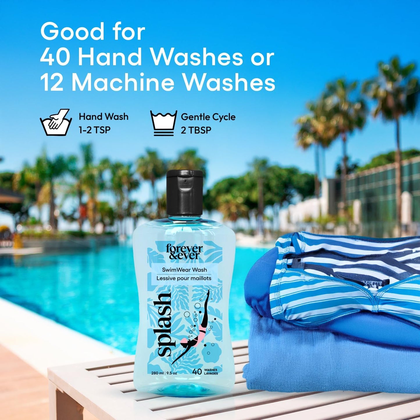 Splash All Natural Laundry Detergent - Hypoallergenic Swimsuit Wash | Gentle, Color Safe Formula, 9.5 fl oz