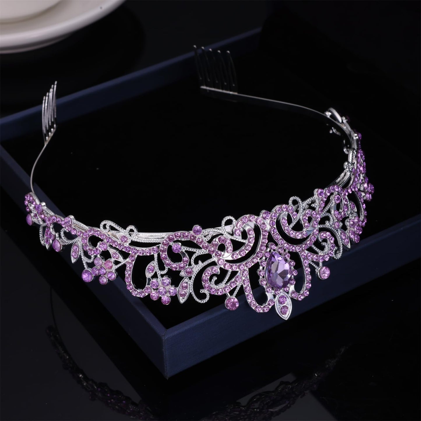 Kamirola - Crystal Tiara Crowns For Women Girls Princess Elegant Crown with Combs Women's Headbands Bridal Wedding Prom Birthday Party Headbands for Women(Silver Purple)