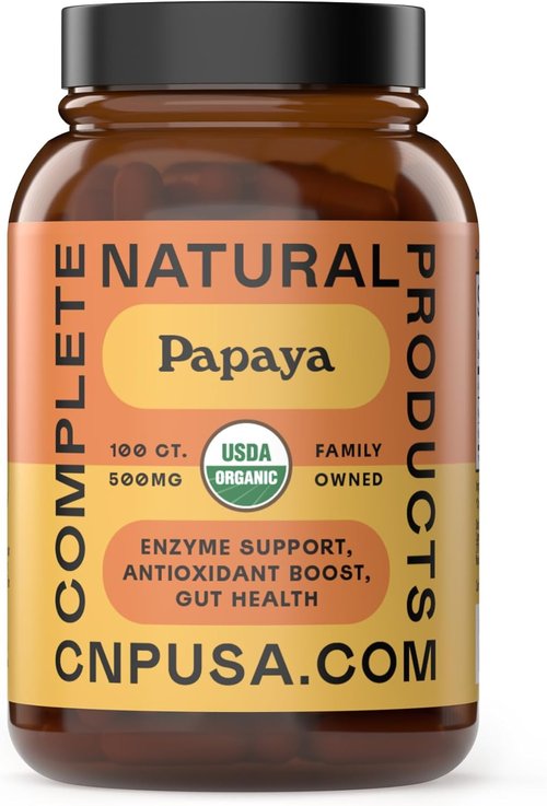 Papaya Enzyme Capsules 500mg | Organic Digestive Support with Papain - Vegan, Non-GMO, Made in USA