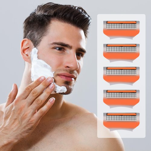 24Pcs Premium Razor Blades for Men - Compatible with fusion 5 blades refills, 5-Layer Stainless Steel Cartridge Refills Compatible with Fusion 5 Style Razors, Value Pack