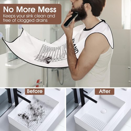 Beard Bib Trimmer Catcher, Gifts for Him Husband, Beard Hair Catcher for Sink, Personalized Gifts for Men, Waterproof Non-Stick Beard Cape with 4 Suction Cups, Grooming Accessories(Husband)