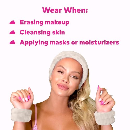 Original MakeUp Eraser Drip Eraser Set - Absorbent Headband & Wristbands for Spa Use | 3-Piece Set