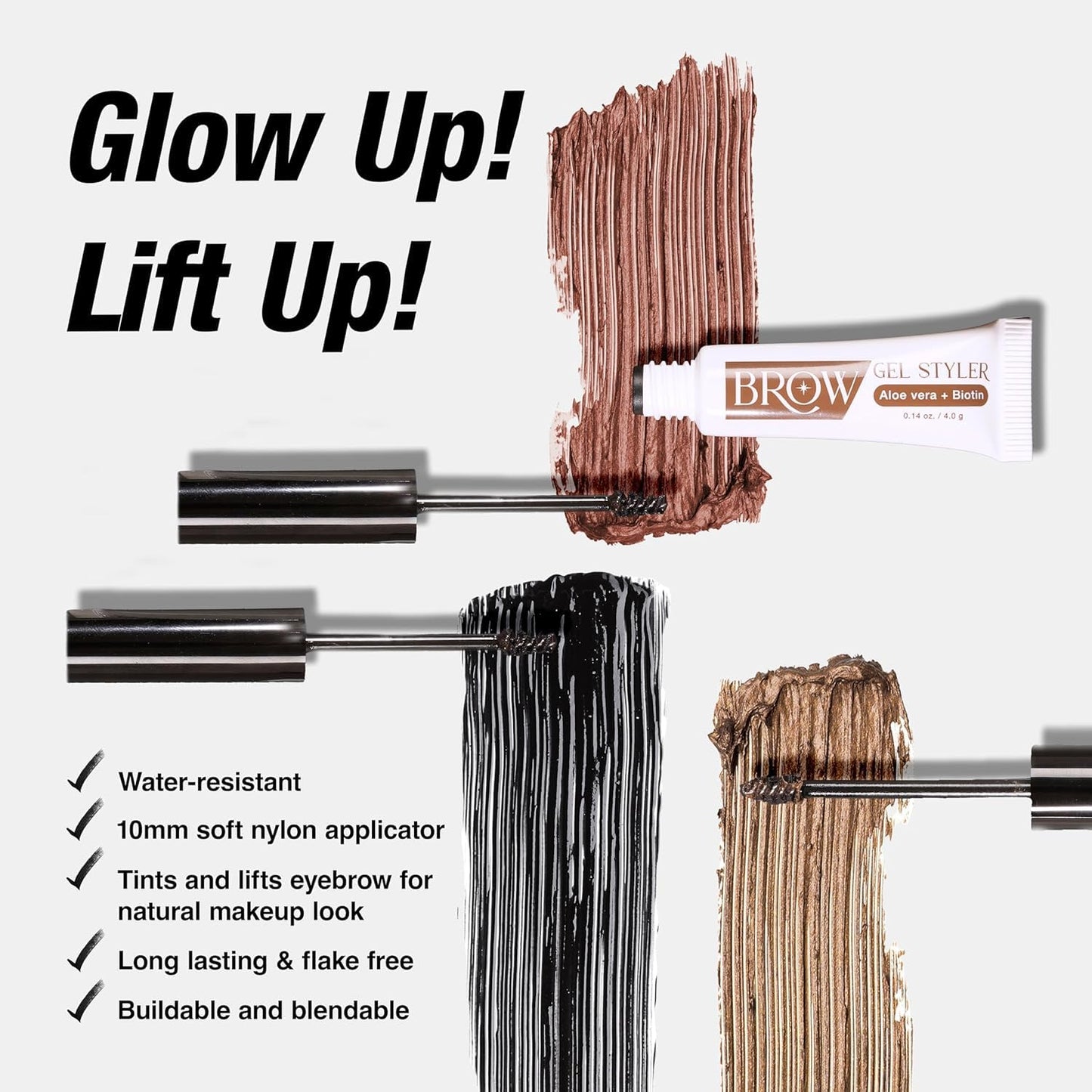 Secret of Pharaoh Brow Gel Styler - Dark Brown Water-Resistant Eyebrow Gel for Natural Lift-Up Definition