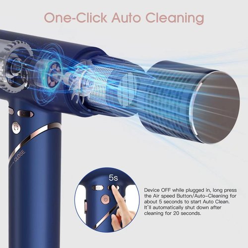 MIRACOMB Foldable Travel Hair Dryer - Powerful Ionic Blow Dryer with Brushless Motor, Lightweight & Portable