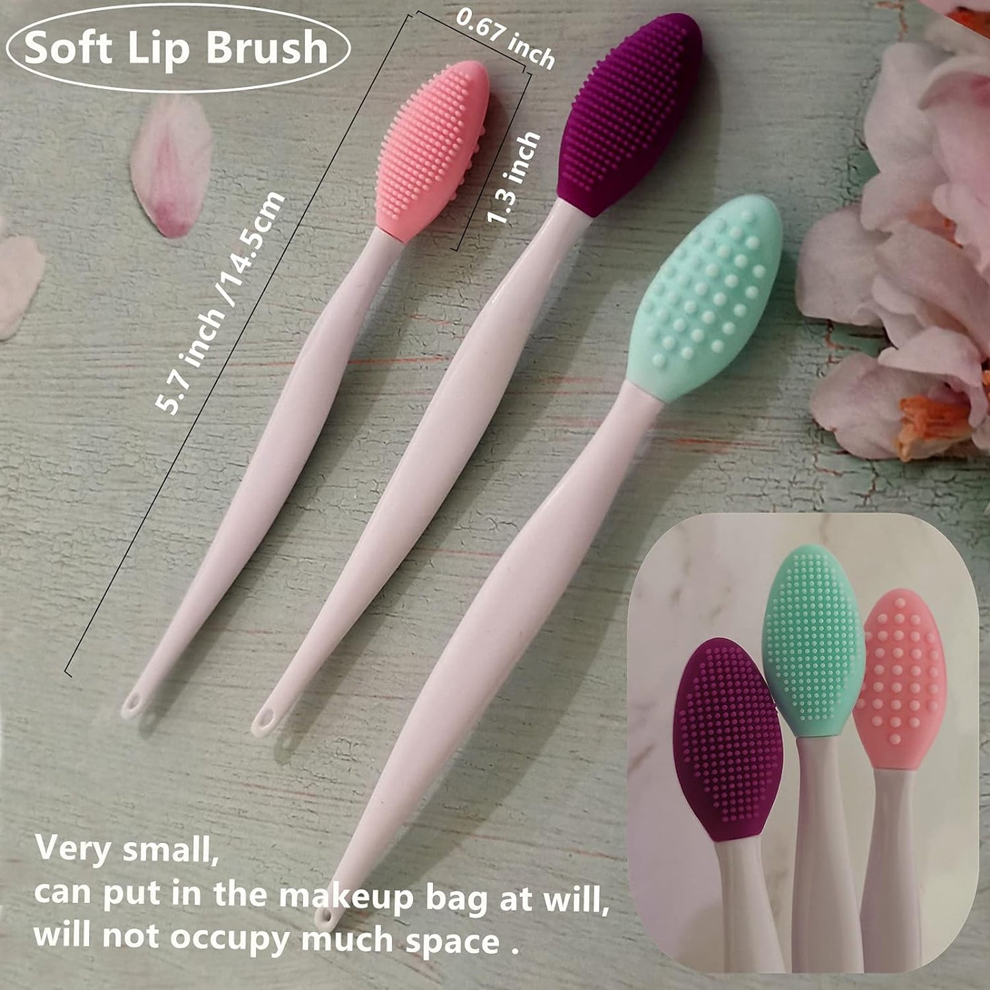 Skiennix Lip Scrub Brush Set - Double-Sided Silicone Exfoliator for Lightening Dark Lips | 3 Pcs