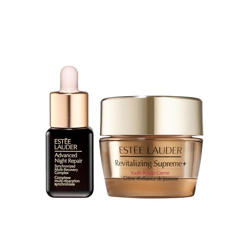 Estée Lauder Mini Serum & Moisturizer Travel Set - Advanced Night Repair 0.24 Fl Oz | Revitalizing Supreme 0.5 Oz